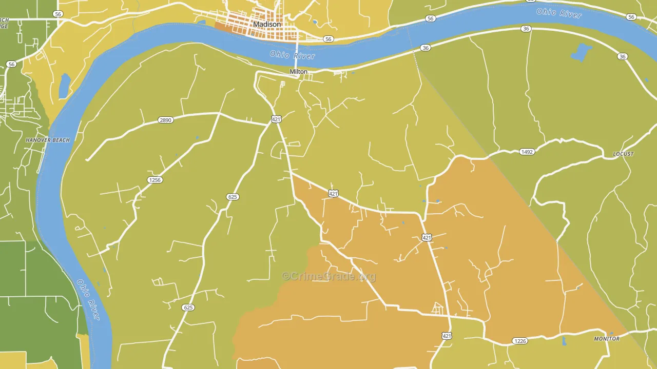 40045, KY Map of Vehicle Theft Rates