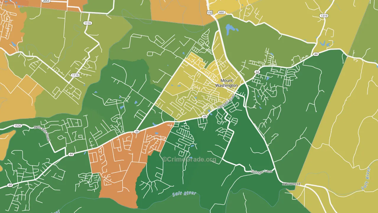 40047, KY Map of Vehicle Theft Rates