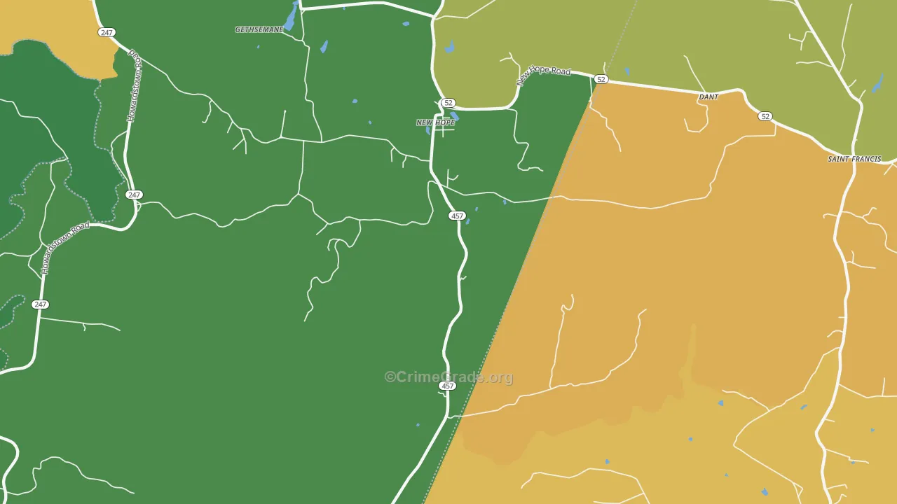 40052, KY Map of Vehicle Theft Rates