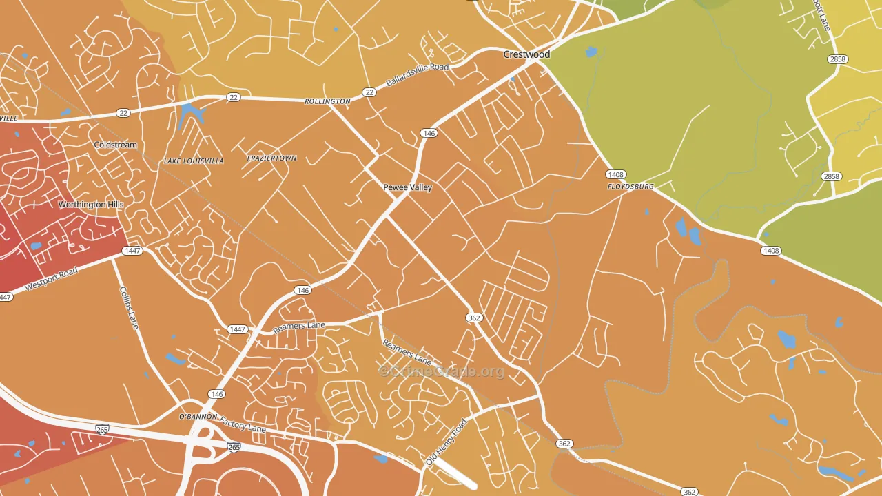40056, KY Map of Vehicle Theft Rates