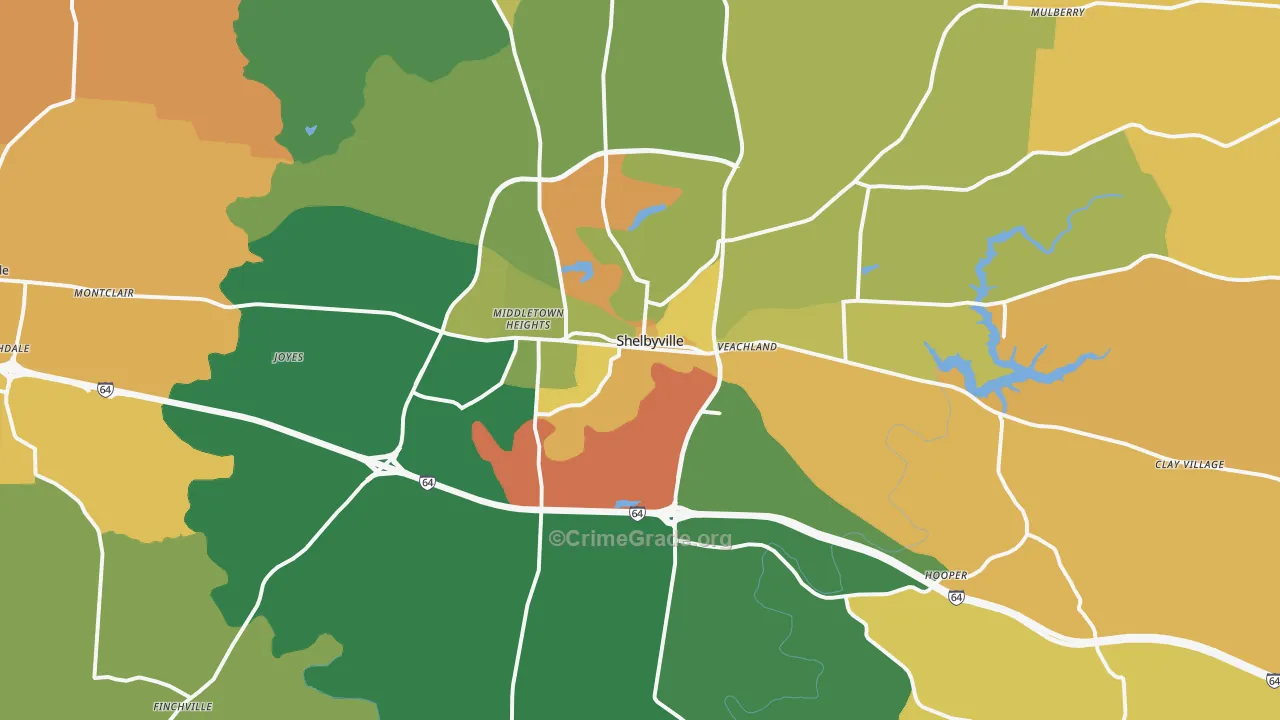 40065, KY Map of Vehicle Theft Rates
