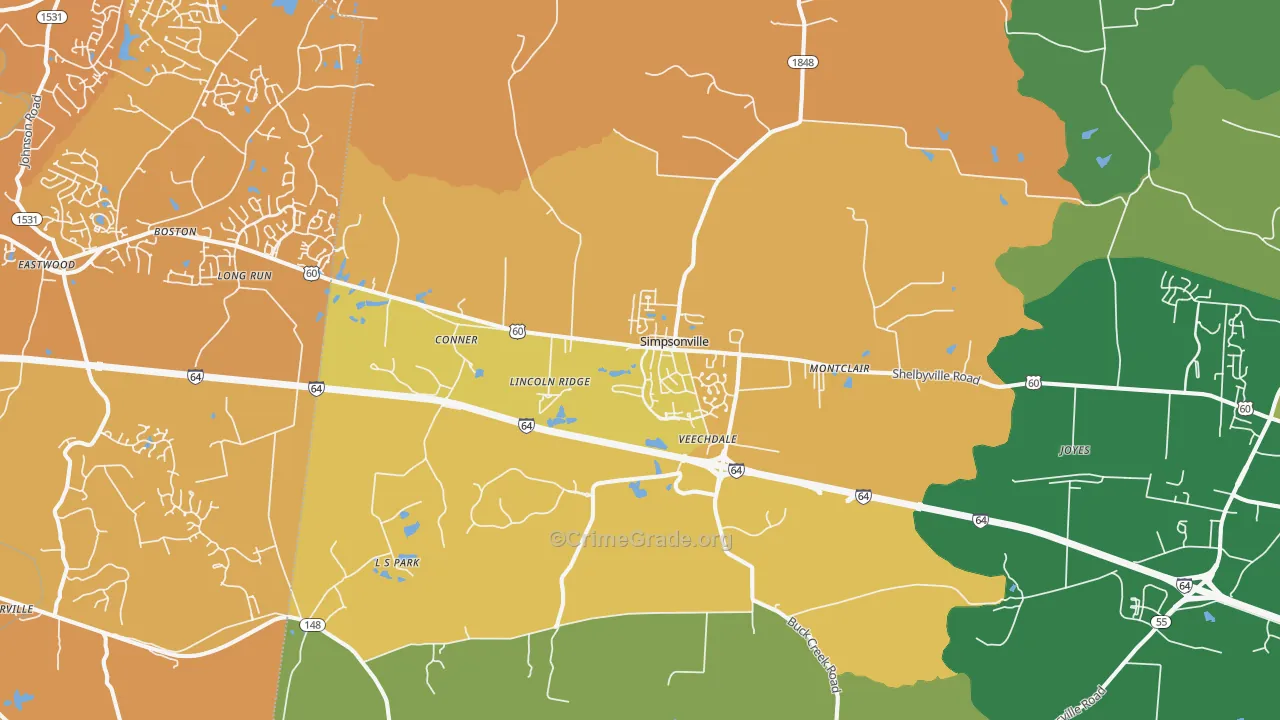 40067, KY Map of Vehicle Theft Rates
