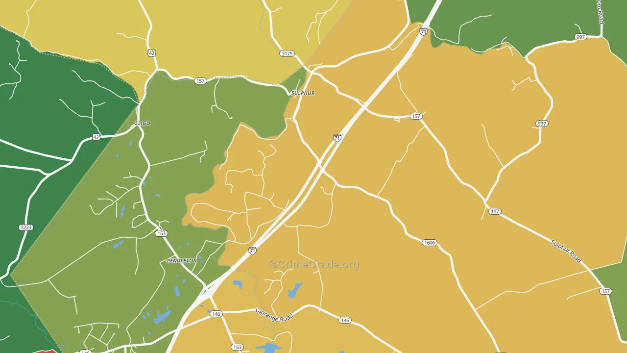 40070, KY Map of Vehicle Theft Rates