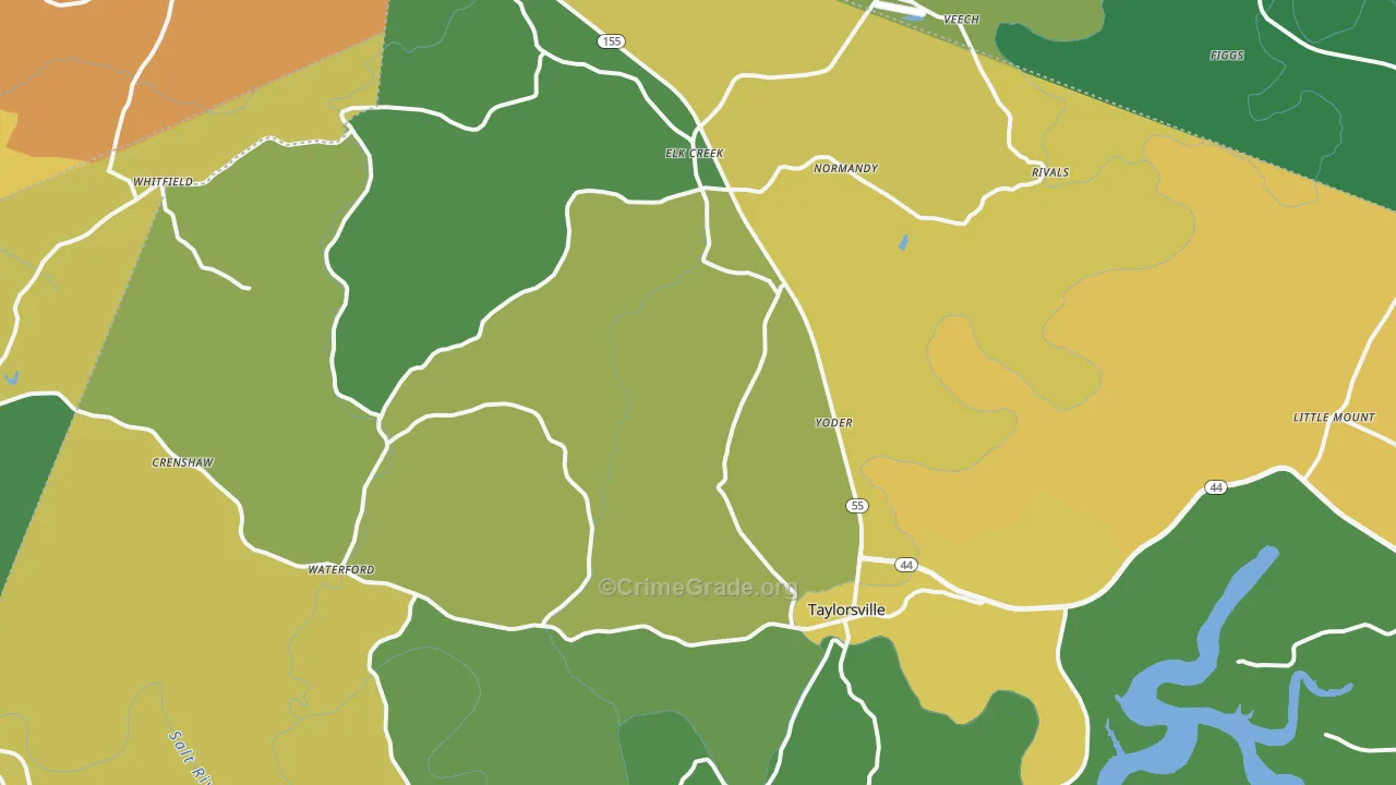 40071, KY Map of Vehicle Theft Rates