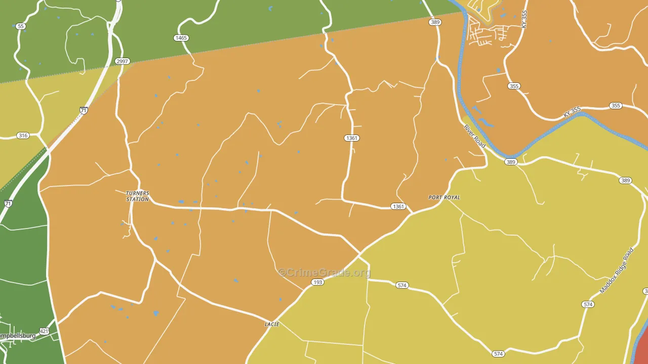 40075, KY Map of Vehicle Theft Rates
