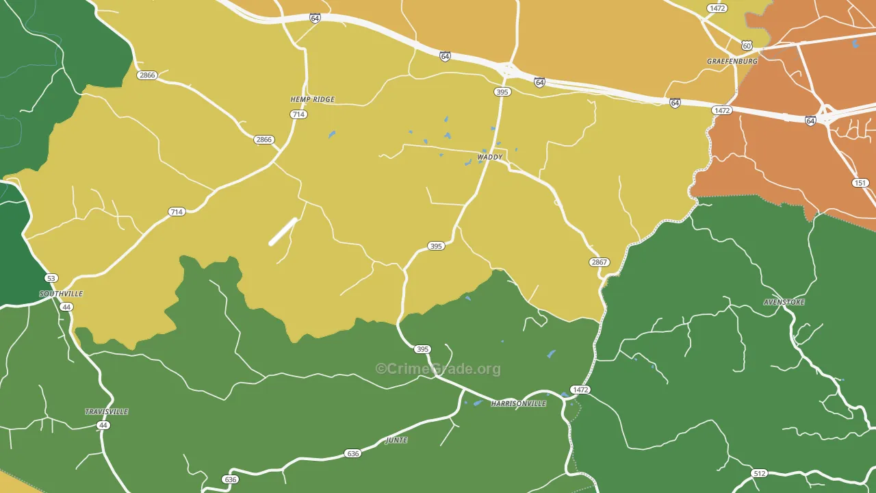40076, KY Map of Vehicle Theft Rates