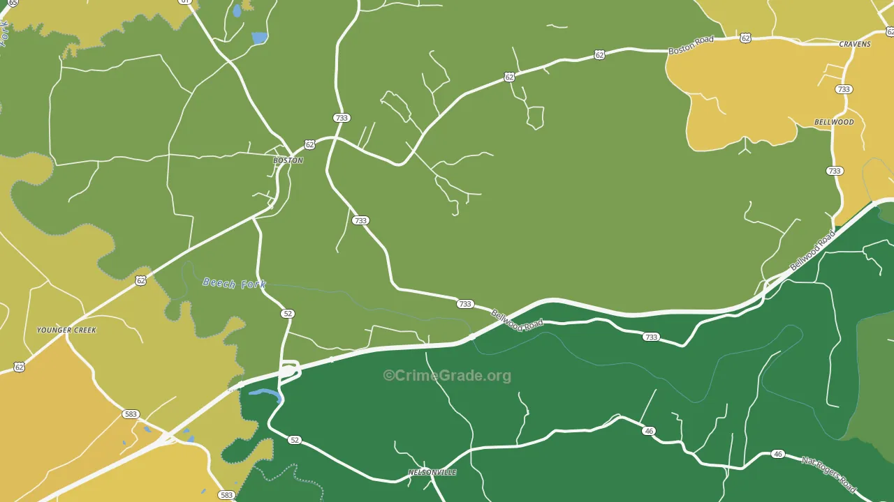40107, KY Map of Vehicle Theft Rates