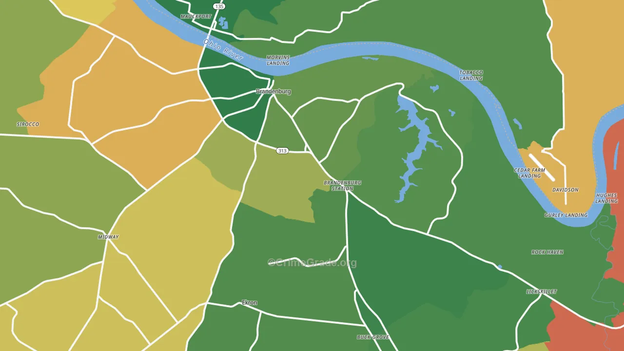 40108, KY Map of Vehicle Theft Rates