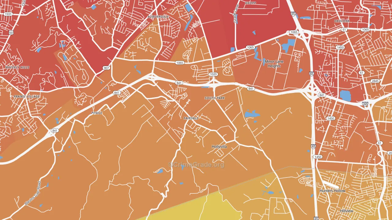 40118, KY Map of Vehicle Theft Rates