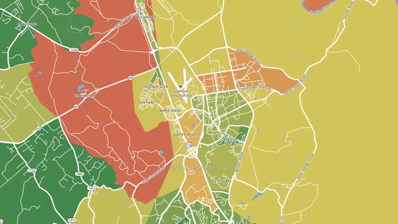 40121, KY Map of Vehicle Theft Rates