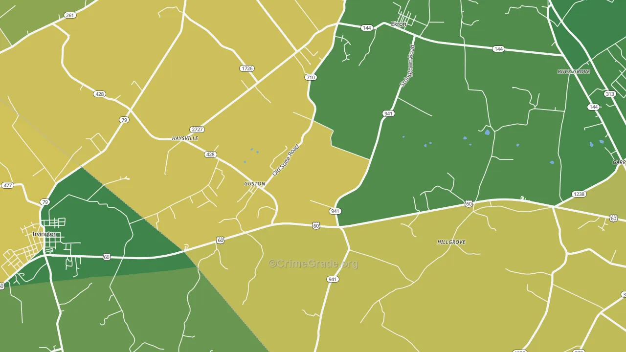 40142, KY Map of Vehicle Theft Rates