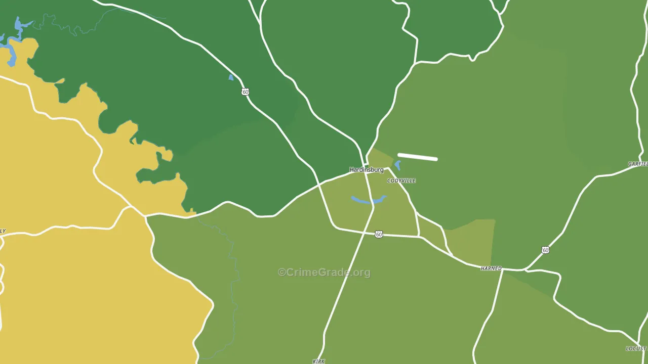 40143, KY Map of Vehicle Theft Rates
