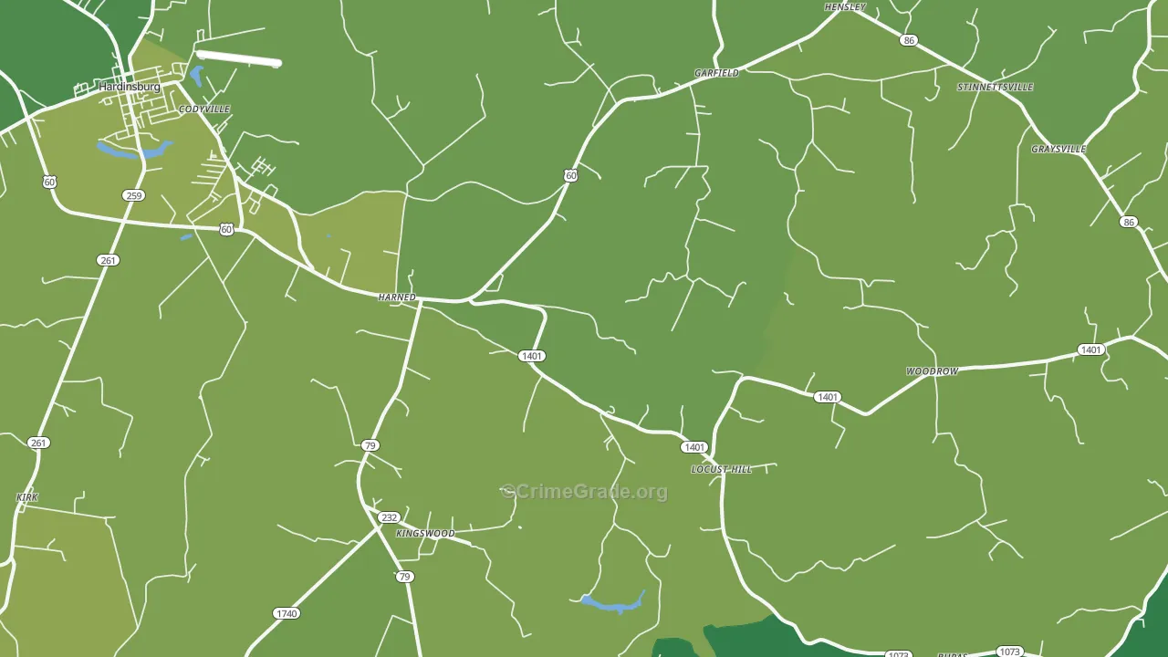 40144, KY Map of Vehicle Theft Rates