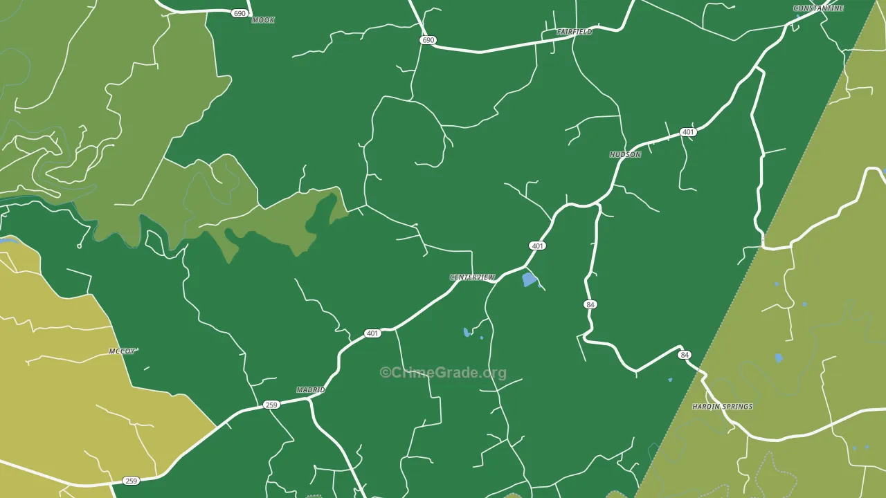 40145, KY Map of Vehicle Theft Rates