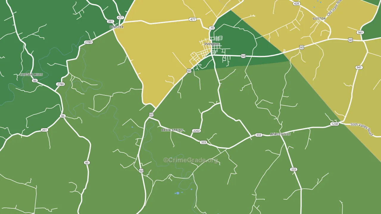 40146, KY Map of Vehicle Theft Rates