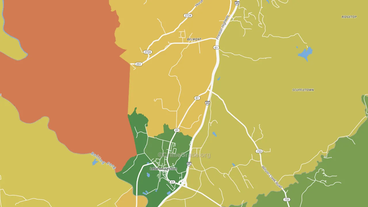 40150, KY Map of Vehicle Theft Rates