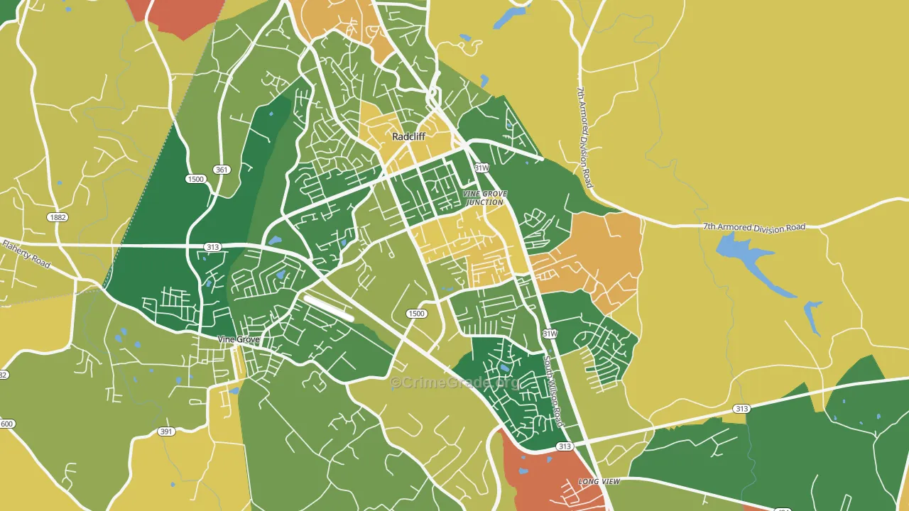 40160, KY Map of Vehicle Theft Rates
