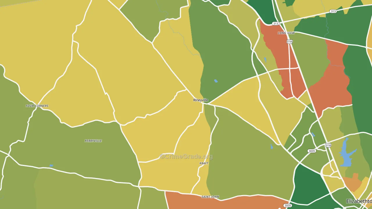 40162, KY Map of Vehicle Theft Rates