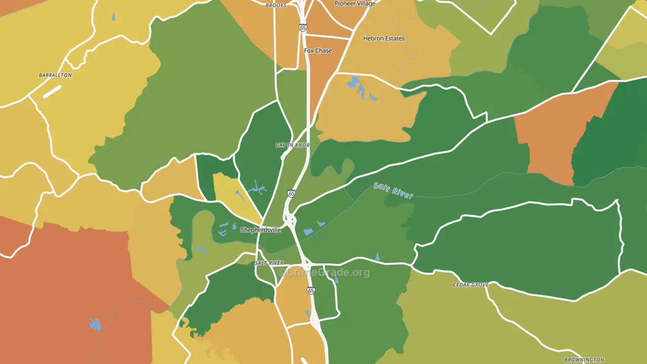 40165, KY Map of Vehicle Theft Rates