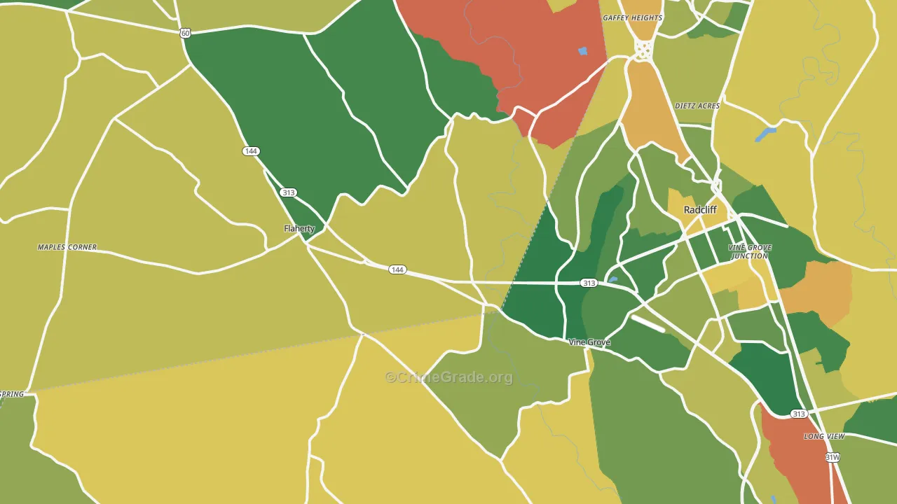 40175, KY Map of Vehicle Theft Rates