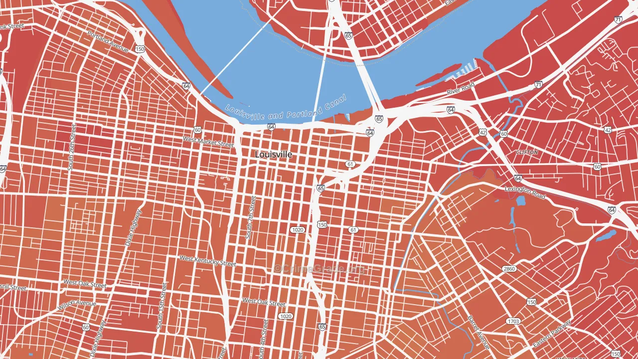 40202, KY Map of Vehicle Theft Rates