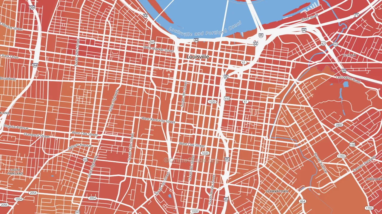 40203, KY Map of Vehicle Theft Rates