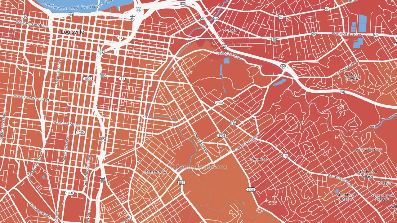 40204, KY Map of Vehicle Theft Rates