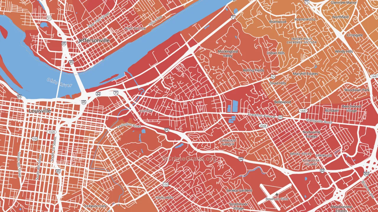 40206, KY Map of Vehicle Theft Rates