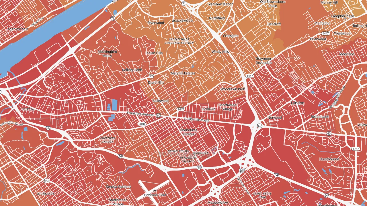 40207, KY Map of Vehicle Theft Rates