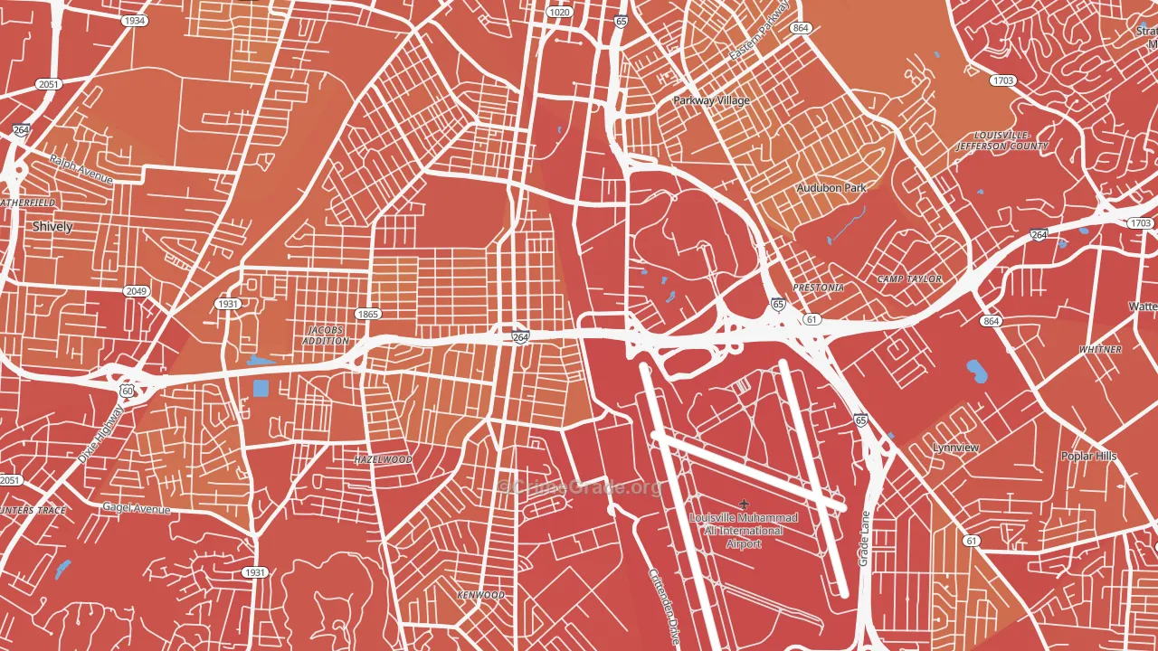 40209, KY Map of Vehicle Theft Rates
