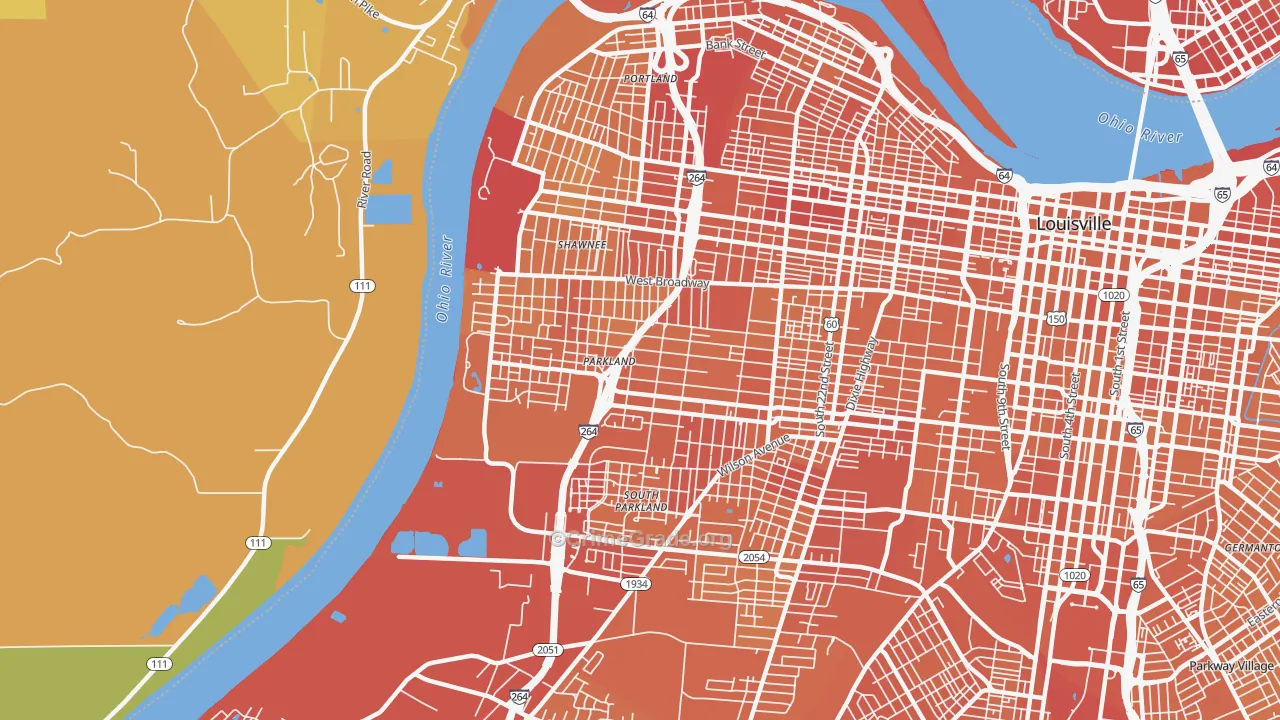 40211, KY Map of Vehicle Theft Rates