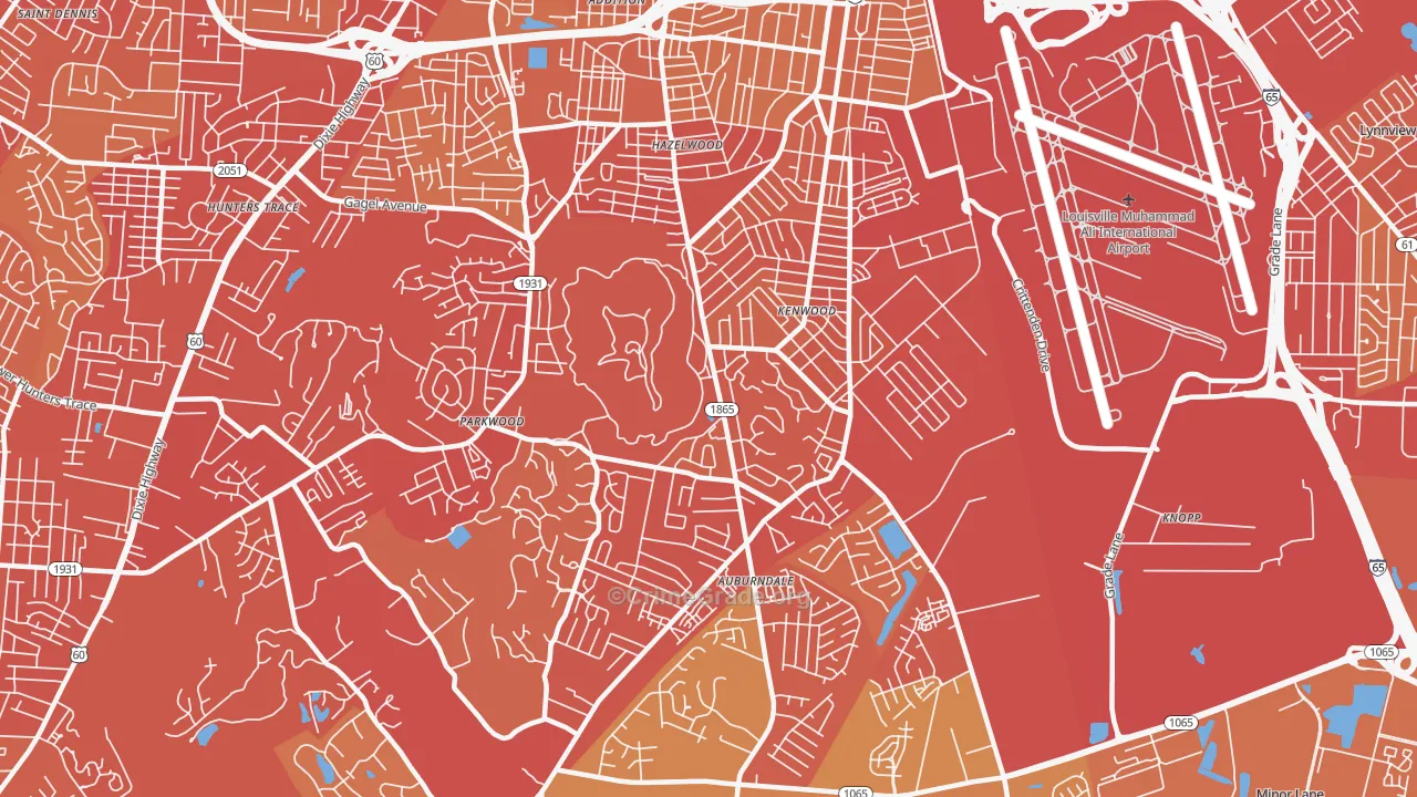 40214, KY Map of Vehicle Theft Rates