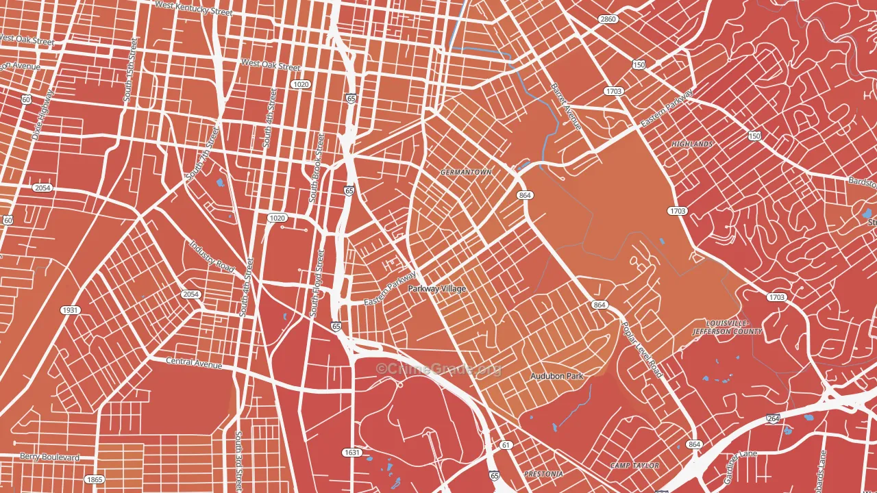 40217, KY Map of Vehicle Theft Rates