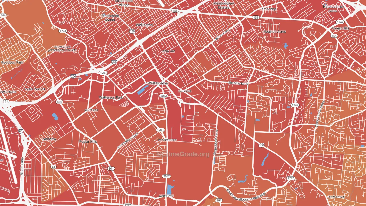 40218, KY Map of Vehicle Theft Rates