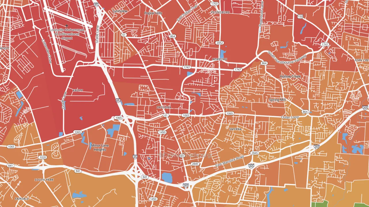 40219, KY Map of Vehicle Theft Rates