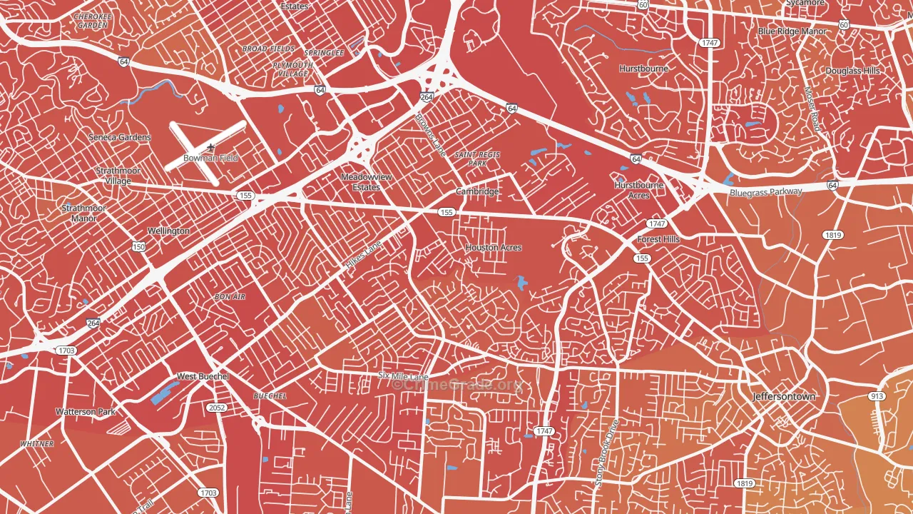 40220, KY Map of Vehicle Theft Rates