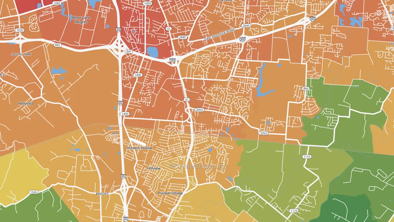 40229, KY Map of Vehicle Theft Rates