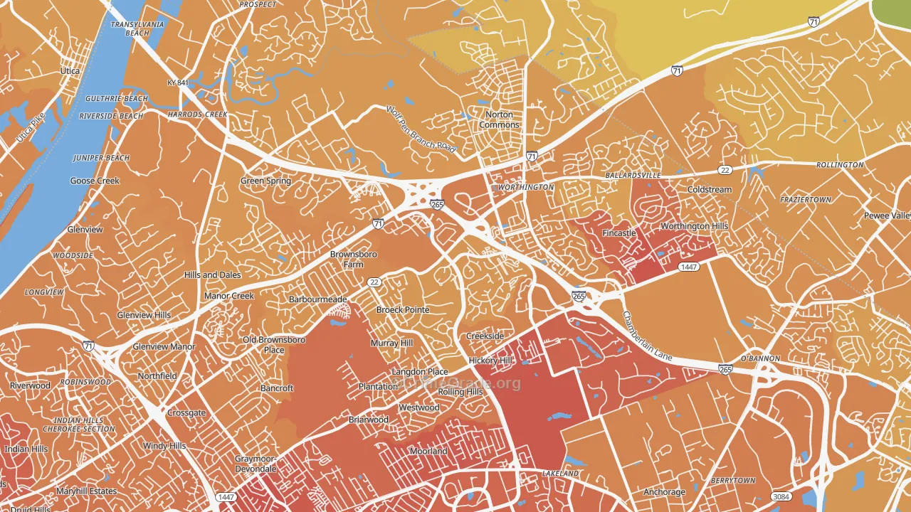 40241, KY Map of Vehicle Theft Rates