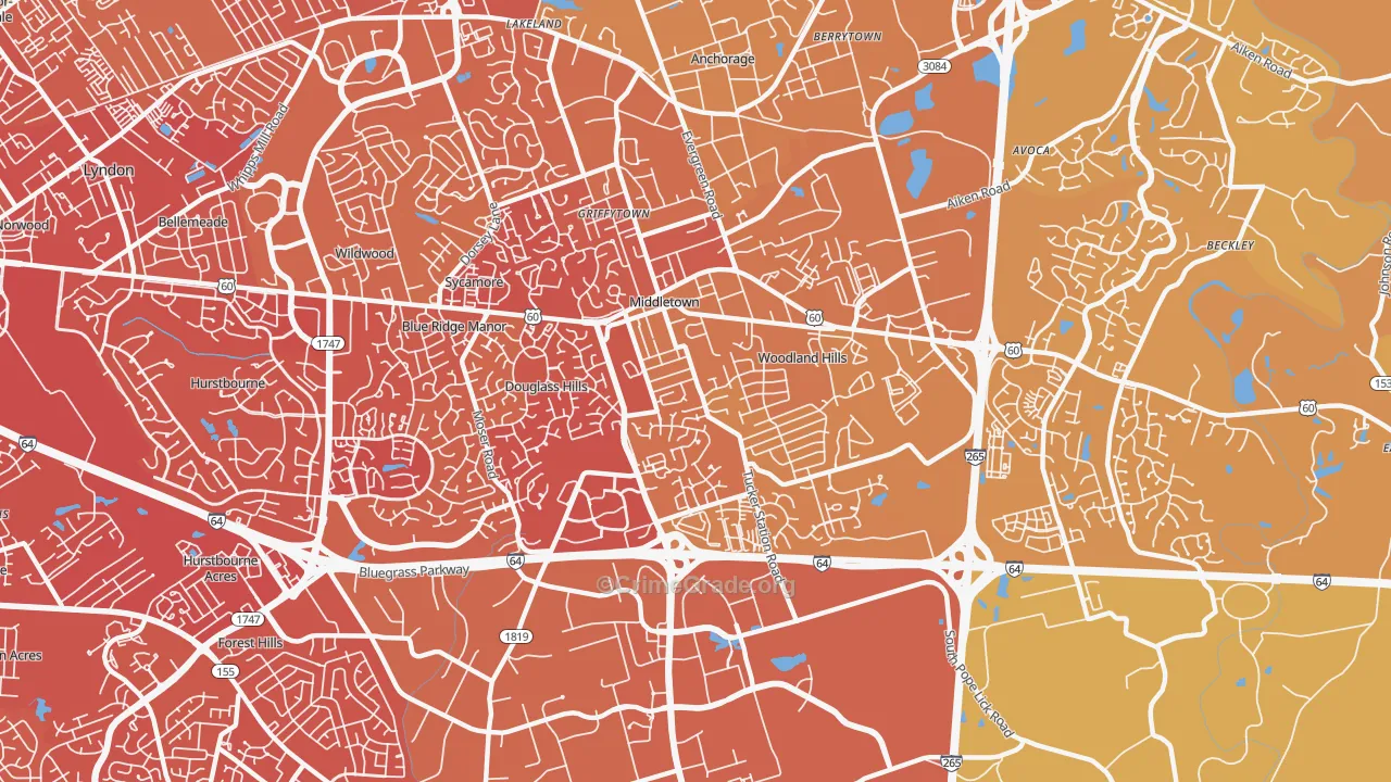 40243, KY Map of Vehicle Theft Rates