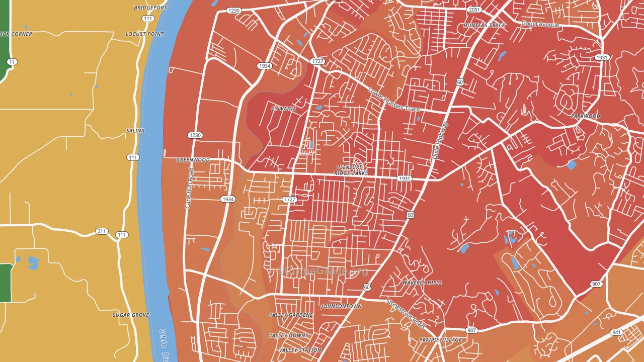 40258, KY Map of Vehicle Theft Rates