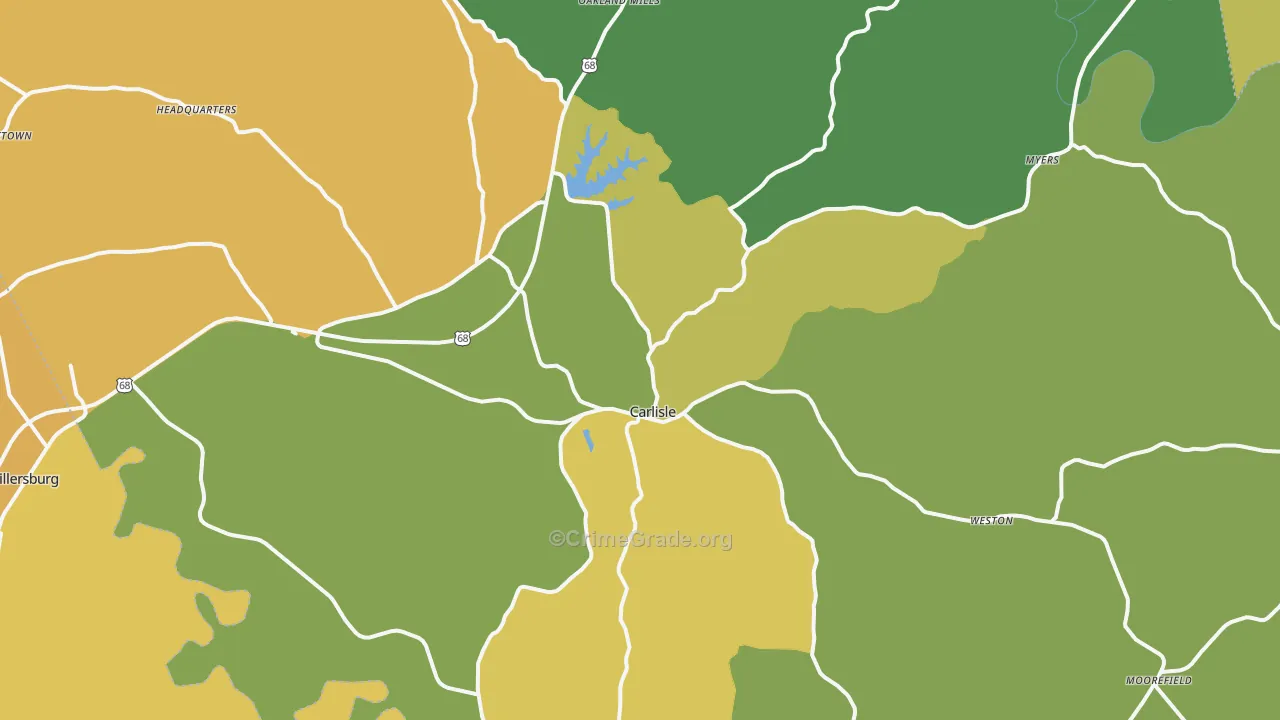 40311, KY Map of Vehicle Theft Rates