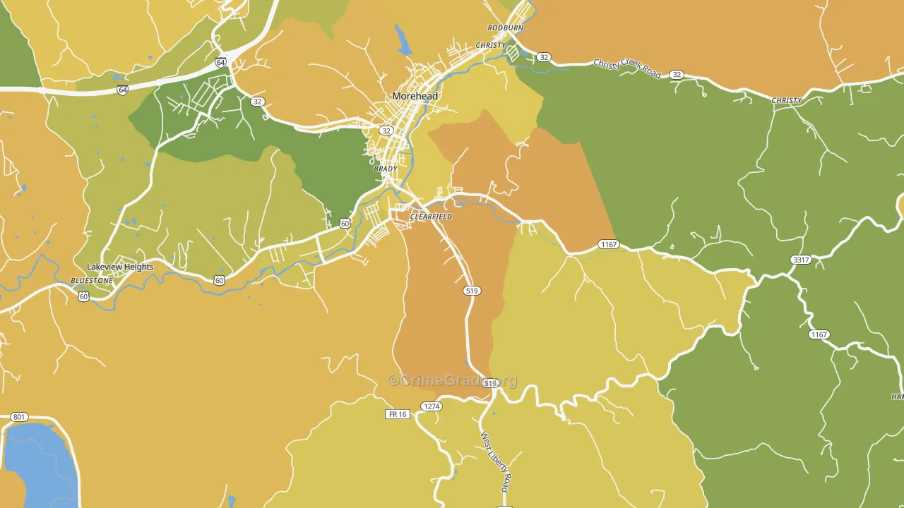40313, KY Map of Vehicle Theft Rates