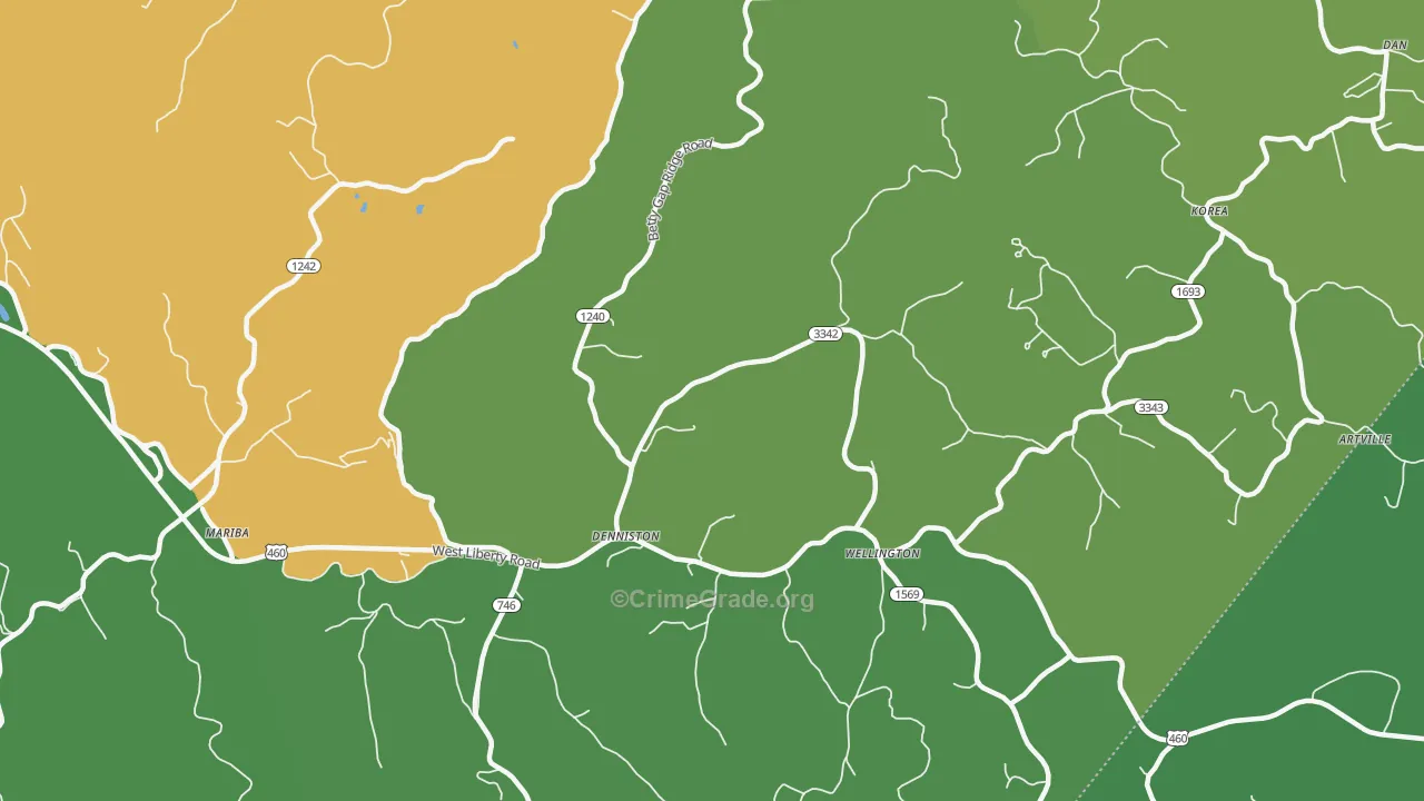 40316, KY Map of Vehicle Theft Rates