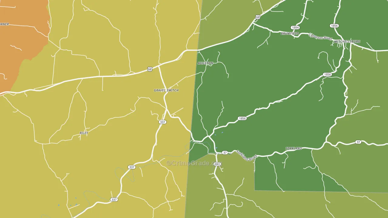 40328, KY Map of Vehicle Theft Rates