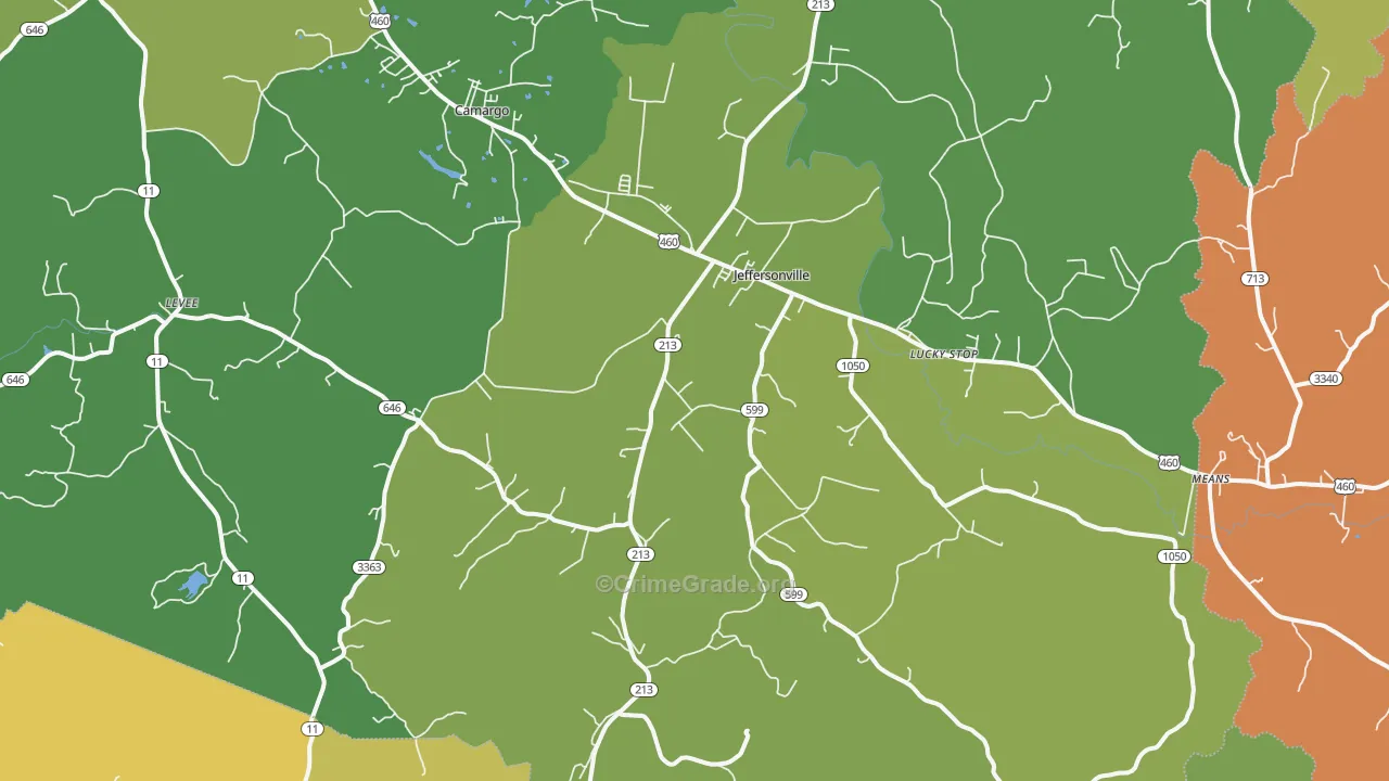 40337, KY Map of Vehicle Theft Rates