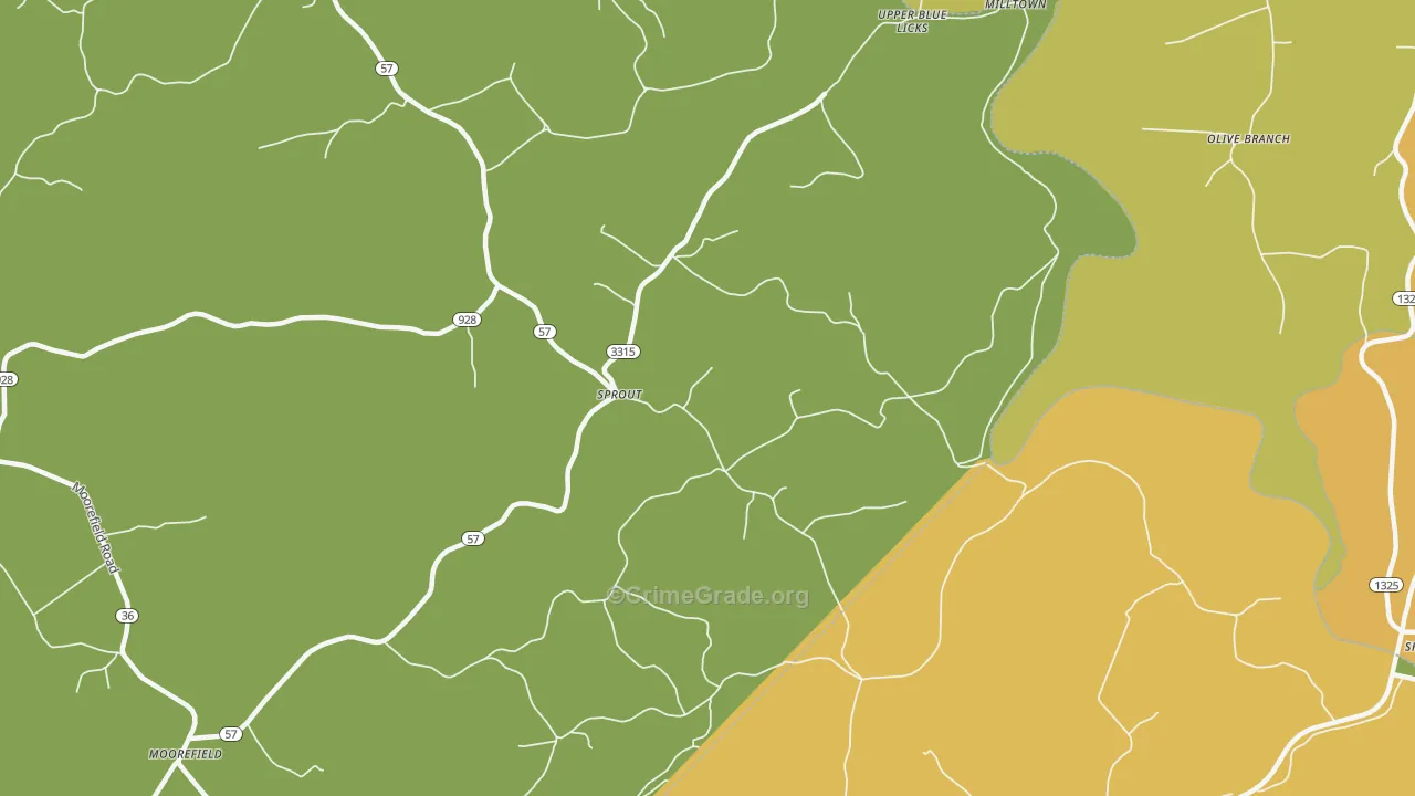 40350, KY Map of Vehicle Theft Rates