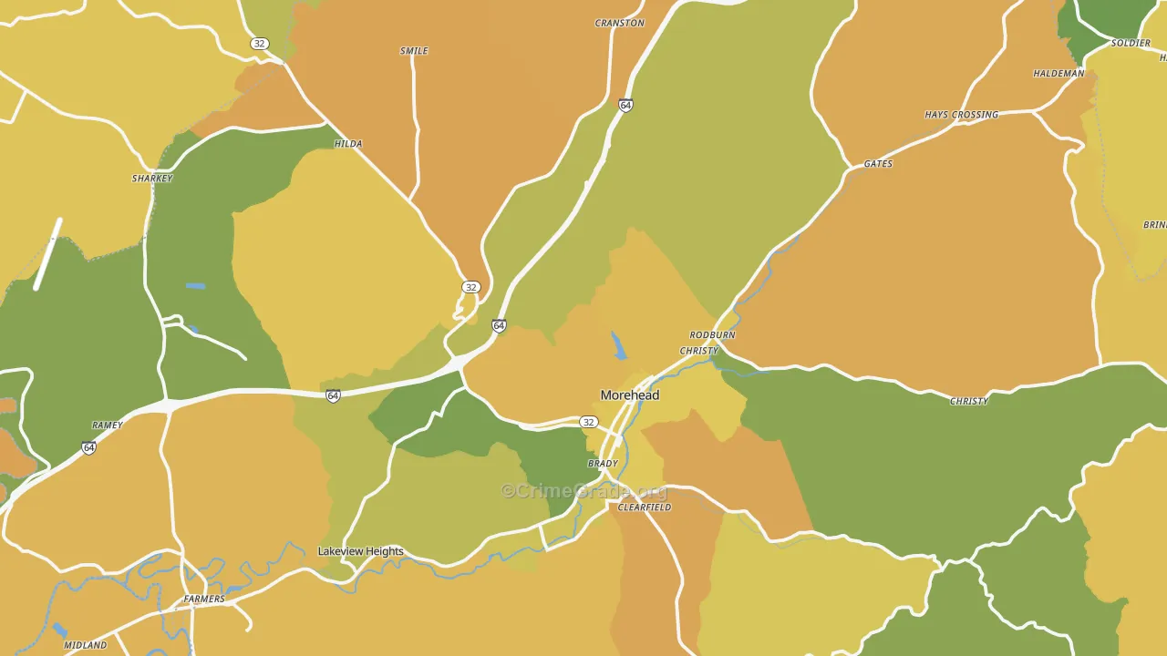 40351, KY Map of Vehicle Theft Rates