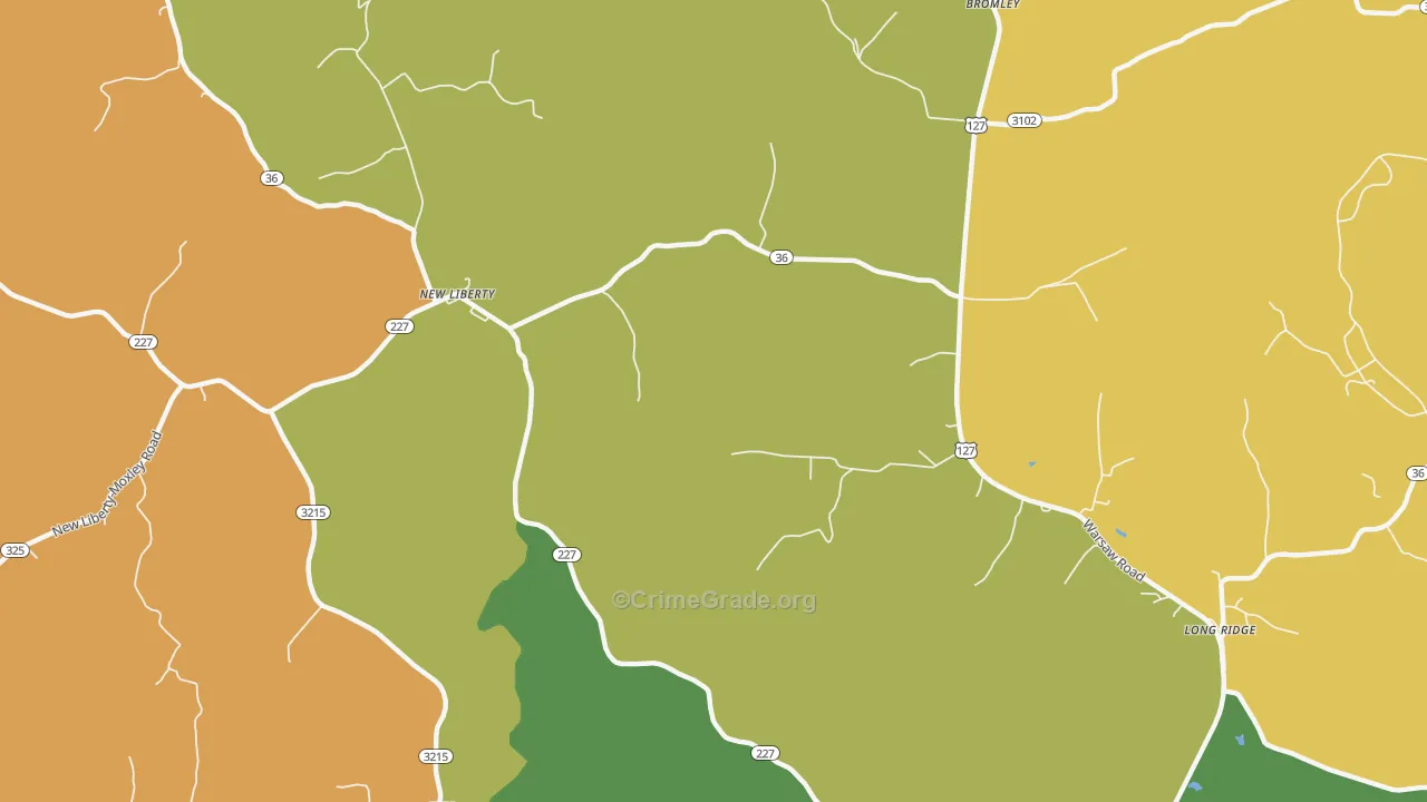40355, KY Map of Vehicle Theft Rates
