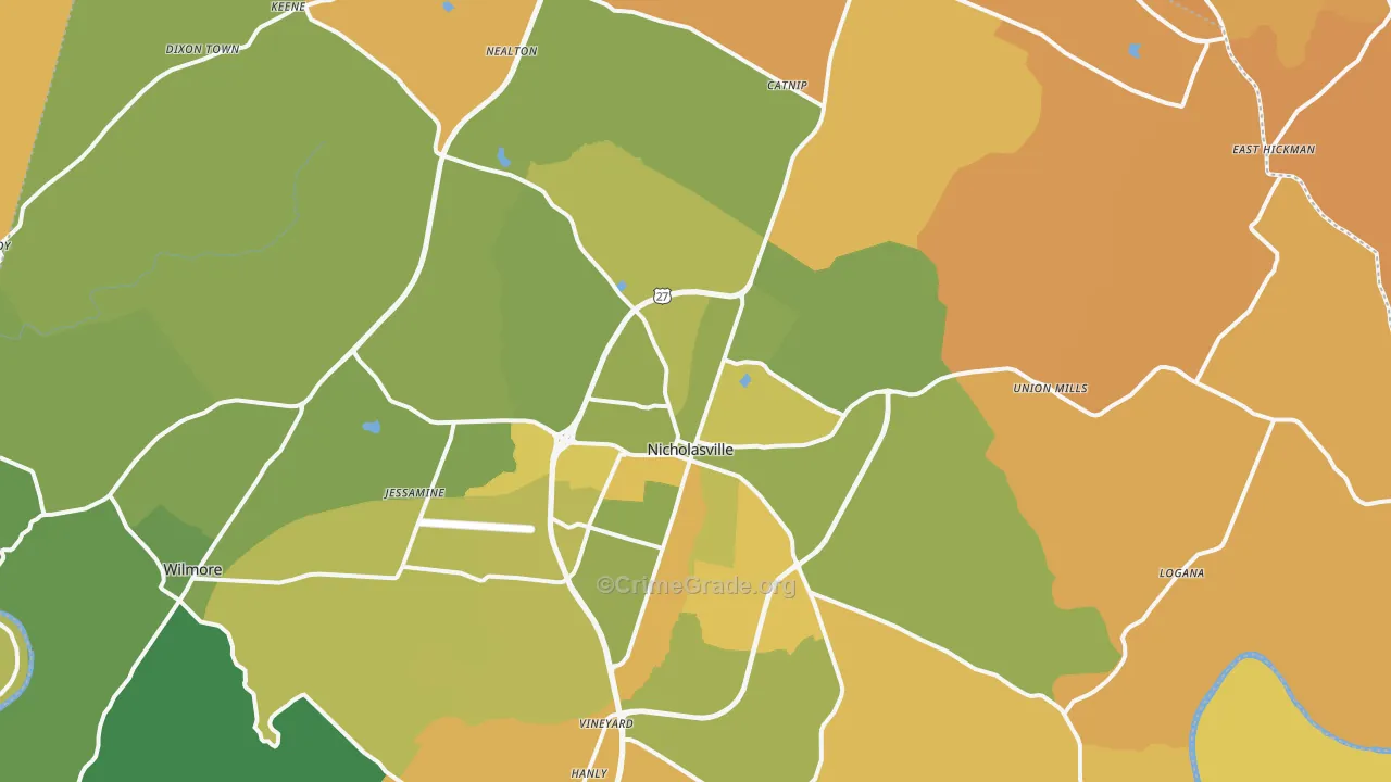 40356, KY Map of Vehicle Theft Rates