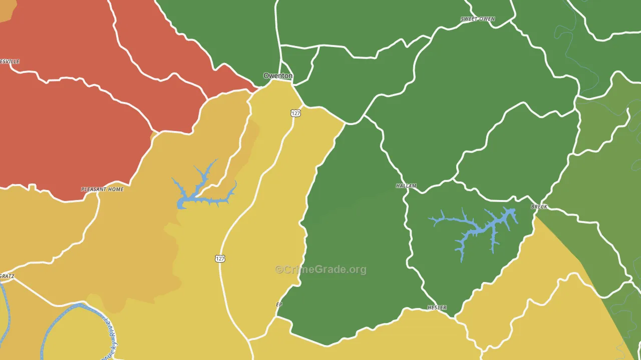 40359, KY Map of Vehicle Theft Rates